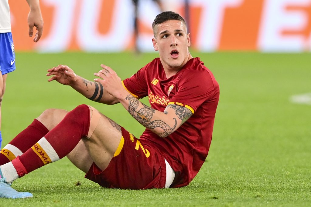 ROME, ITALY - MARCH 17: Nicolò Zaniolo of AS Roma during the UEFA Conference League Round of 16 Leg Two match between AS Roma and Vitesse at on March 17, 2022 in Rome, Italy. (Photo by Fabio Rossi/AS Roma via Getty Images)