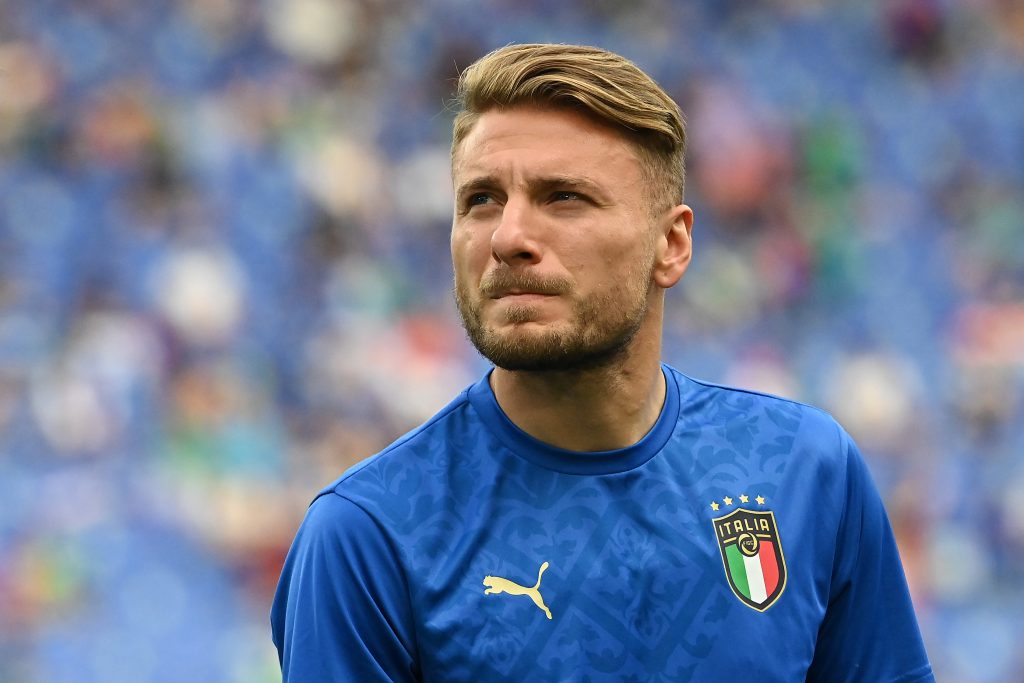 ROME, ITALY - JUNE 20: Ciro Immobile of Italy looks on during the UEFA Euro 2020 Championship Group A match between Italy and Wales at Olimpico Stadium on June 20, 2021 in Rome, Italy. (Photo by Andreas Solaro - Pool/Getty Images)