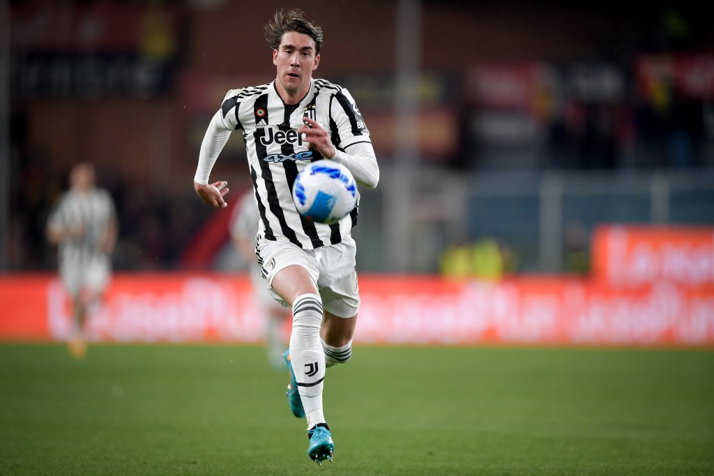 GENOA, ITALY - MAY 06: Dusan Vlahovic of Juventus during the Serie A match between Genoa CFC and Juventus at Stadio Luigi Ferraris on May 6, 2022 in Genoa, Italy. (Photo by Daniele Badolato - Juventus FC/Juventus FC via Getty Images)