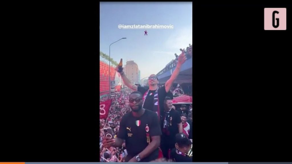Milan, Ibrahimovic scatenato alla festa scudetto del Milan | VIDEO (screen gazzetta.it)