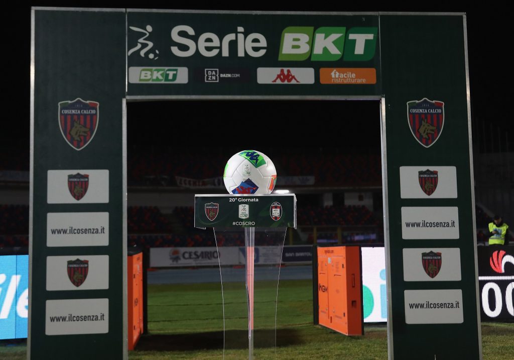 COSENZA, ITALY - JANUARY 20: Lega B BKT ball is shown prior the Serie B match between Cosenza Calcio and Crotone FC at Stadio San Vito on January 20, 2020 in Cosenza, Italy. (Photo by Maurizio Lagana/Getty Images)
