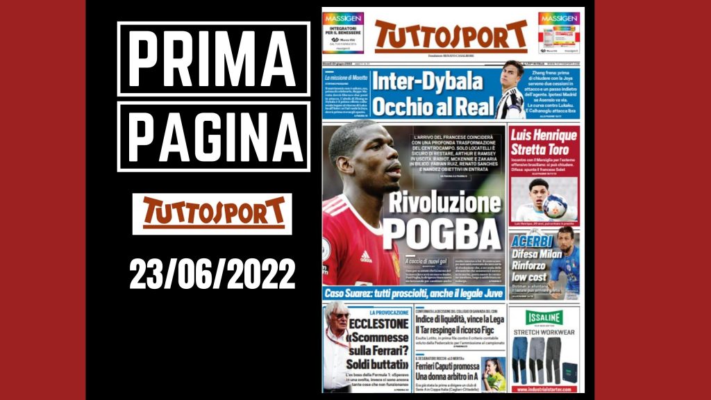 Prima pagina tuttosport 23/06/2022