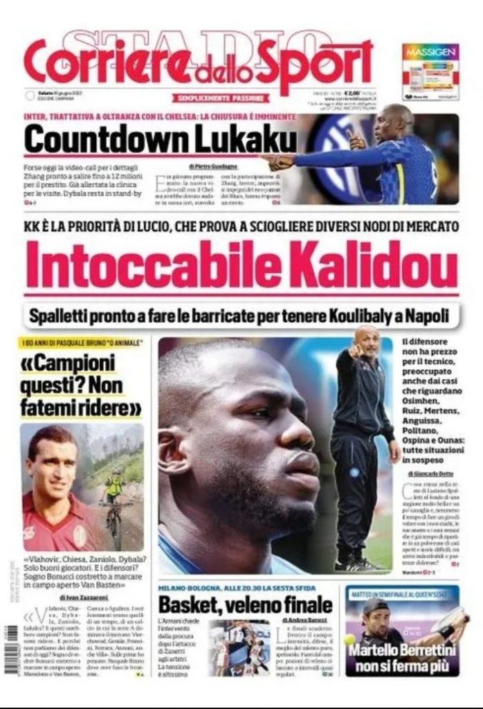 Prima pagina Corriere dello Sport 18 giugno 2022
