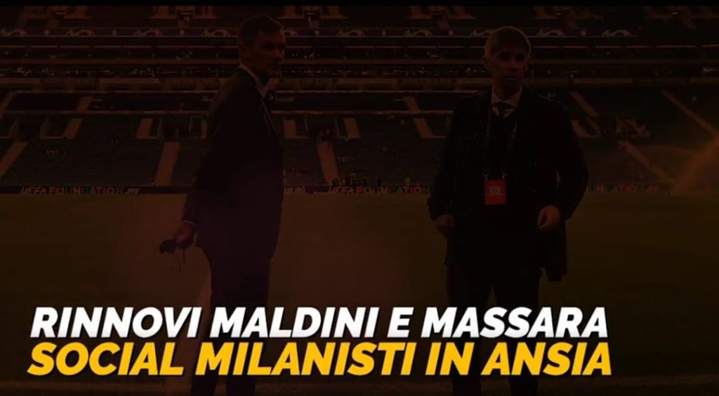 Tifosi in ansia per i rinnovi di Maldini e Massara: le reazioni social | VIDEO (screen gazzetta.it)