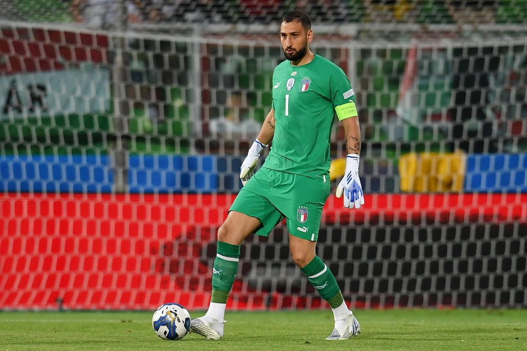 CESENA, ITALY - JUNE 07: Gianluigi Donnarumma of Italy controls the ball during the UEFA Nations League League A Group 3 match between Italy and Hungary on June 07, 2022 in Cesena, Italy. (Photo by Claudio Villa/Getty Images)