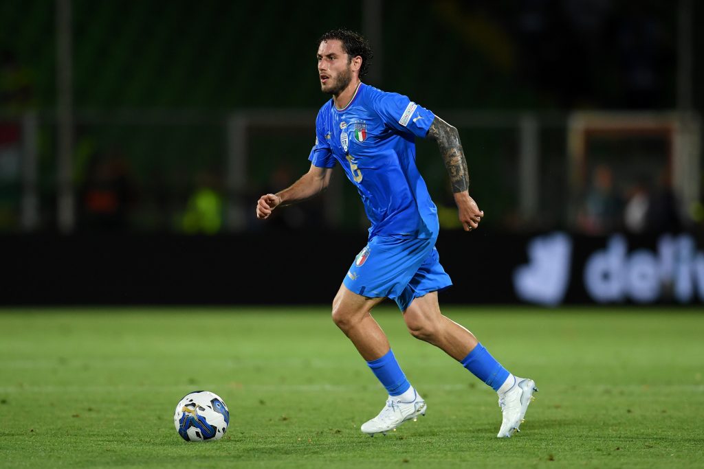 CESENA, ITALY - JUNE 07: Davide Calabria of Italy runs with the ball during the UEFA Nations League League A Group 3 match between Italy and Hungary on June 07, 2022 in Cesena, Italy. (Photo by Claudio Villa/Getty Images)