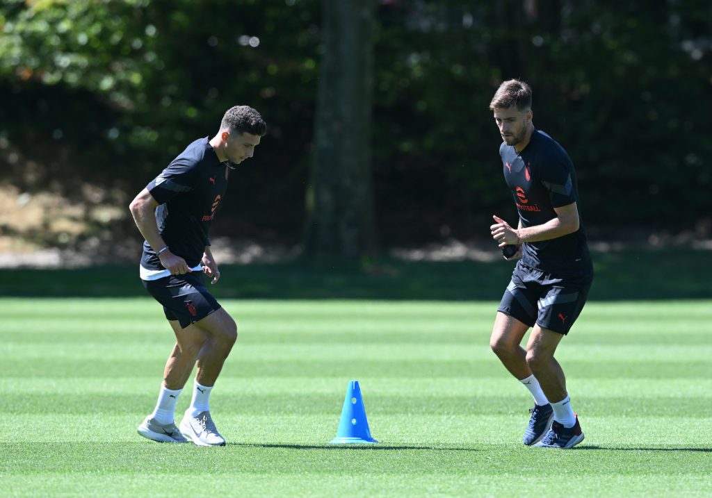 Caldara Gabbia AC Milan allenamento Milanello
