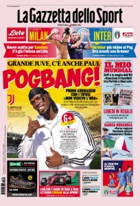 La prima pagina de 'La Gazzetta dello Sport', in edicola oggi, 09-07-2022