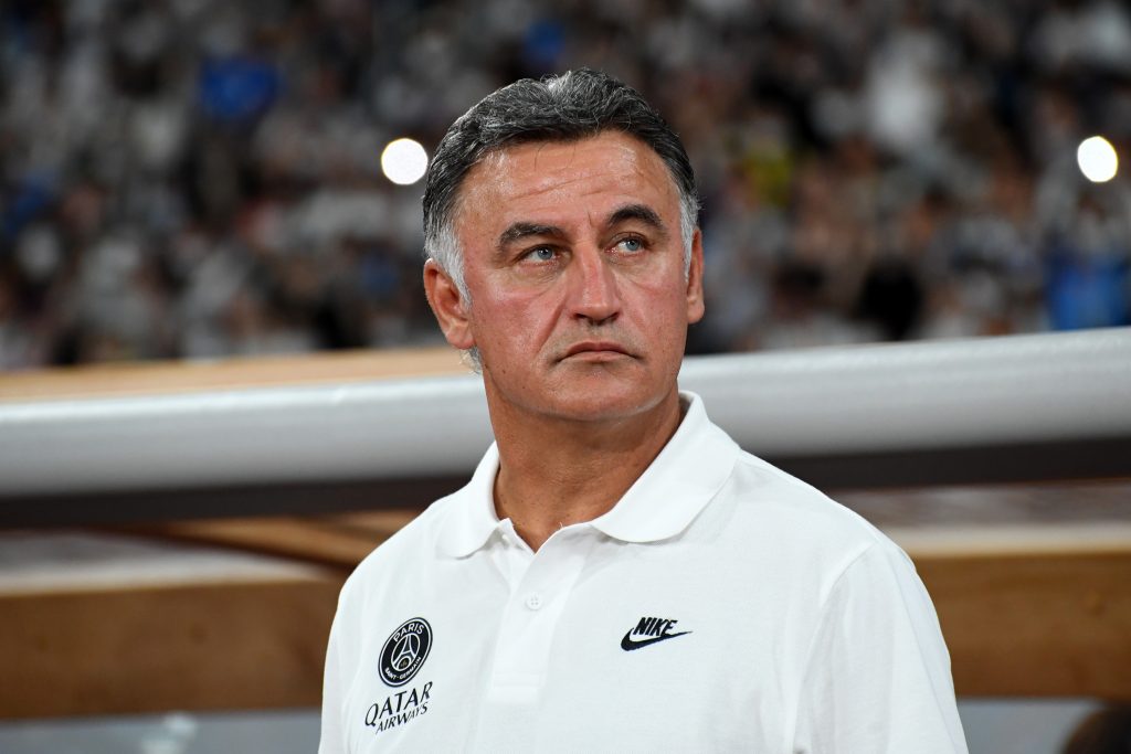 TOKYO, JAPAN - JULY 20: Head coach Christophe Galtier of Paris Saint-Germain is seen prior to the preseason friendly match between Paris Saint-Germain and Kawasaki Frontale at National Stadium on July 20, 2022 in Tokyo, Japan. (Photo by Masashi Hara/Getty Images)