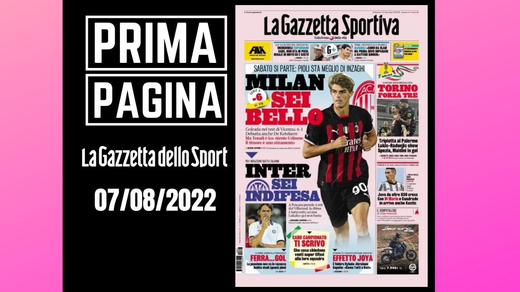 Prima pagina Gazzetta dello Sport: "Milan sei bello. Inter sei indifesa" (getty images)