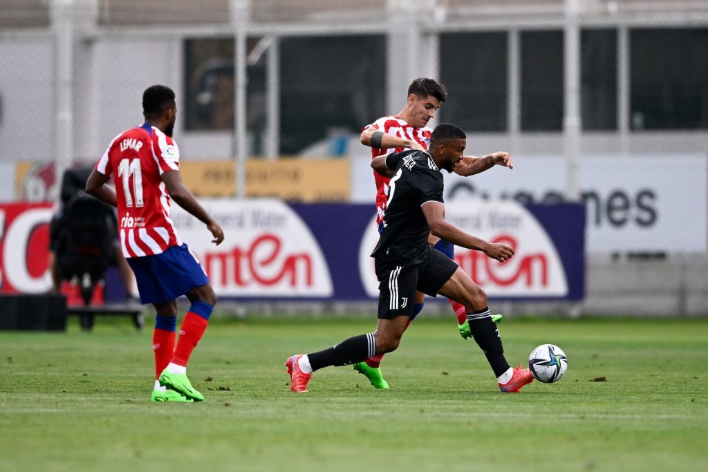 Juventus-Atletico Madrid 0-4, Morata a duello con Bremer (Getty Images)