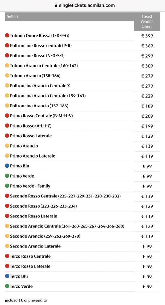 Prezzi biglietti derby Milan-Inter Serie A 2022-2023