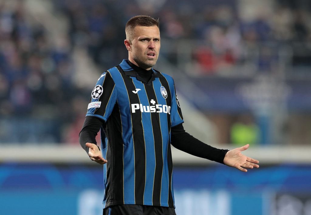 BERGAMO, ITALY - NOVEMBER 02: Josip Ilicic of Atalanta BC reacts during the UEFA Champions League group F match between Atalanta and Manchester United at Stadio di Bergamo on November 02, 2021 in Bergamo, Italy. (Photo by Emilio Andreoli/Getty Images)