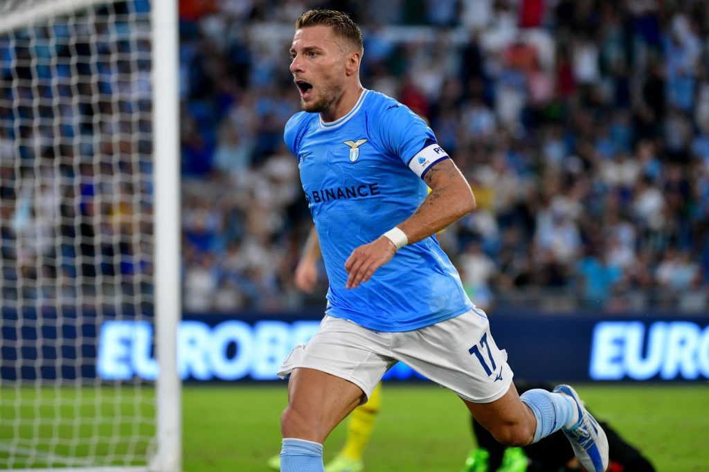 Ciro Immobile, attaccante della Lazio, qui esulta dopo il gol al Bologna (Getty Images)