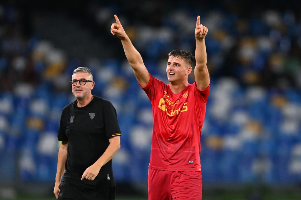 Lorenzo Colombo, attaccante del Lecce di proprietà del Milan, ha rilasciato delle dichiarazioni al termine del match contro il Napoli (getty images)