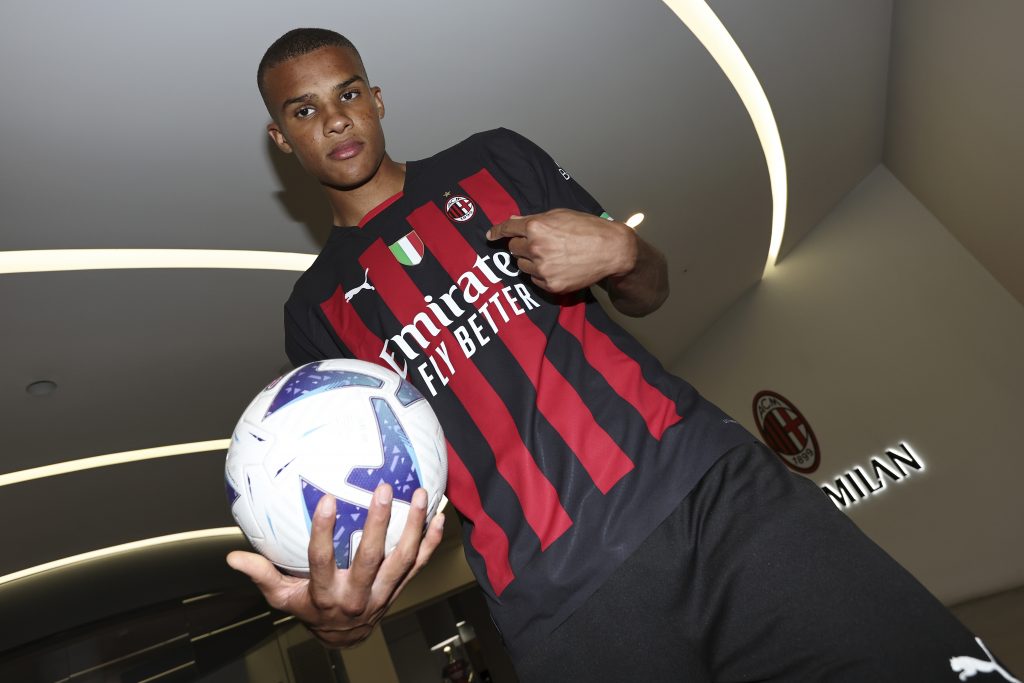 MILAN, ITALY - AUGUST 29: AC Milan new signing Malick Thiaw poses for a photo at Casa Milan on August 29, 2022 in Milan, Italy. (Photo by AC Milan/AC Milan via Getty Images)