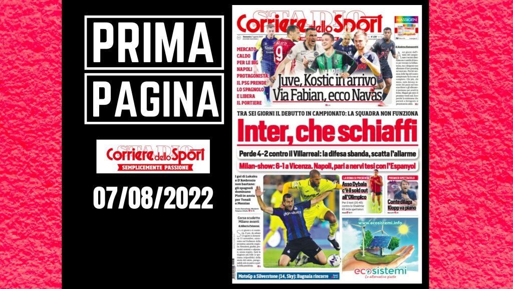 Prima pagina Corriere dello Sport: "Inter, che schiaffi"