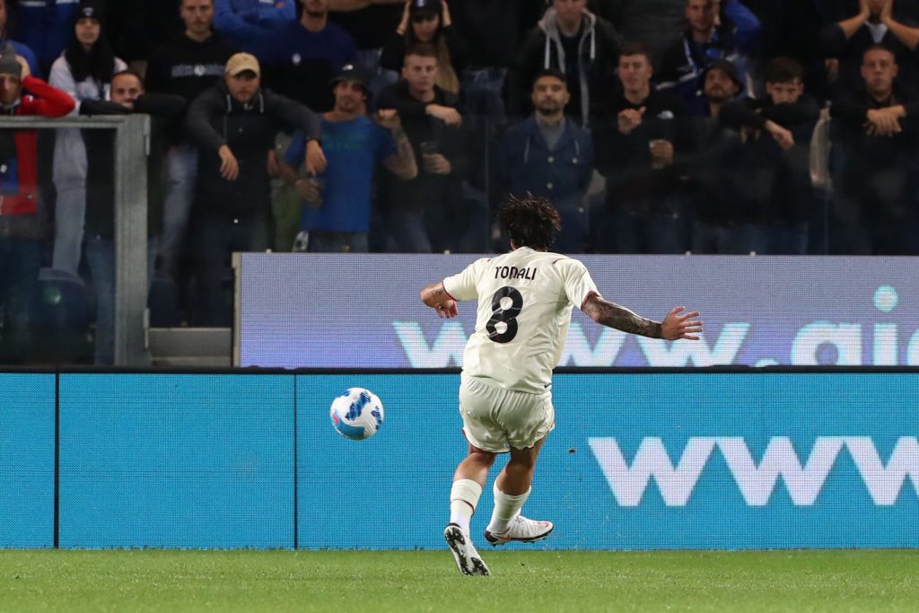 Il gol lampo di Tonali in Atalanta-Milan (Getty Images)