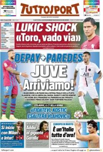 prima pagina tuttosport 13/08/2022