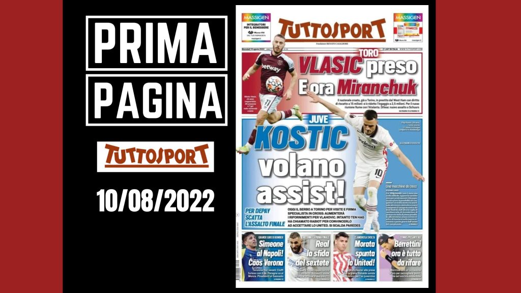 Prima pagina Tuttosport: "Juve-Kostic, volano assist!"