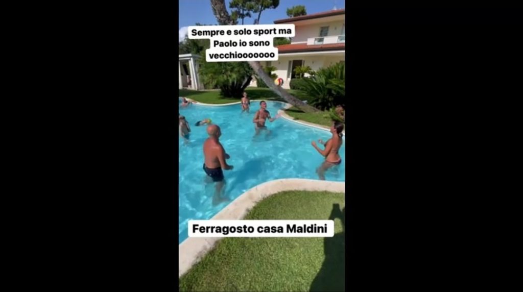 Milan, che palleggi nella piscina di casa Maldini! | VIDEO (screen gazzetta.it)