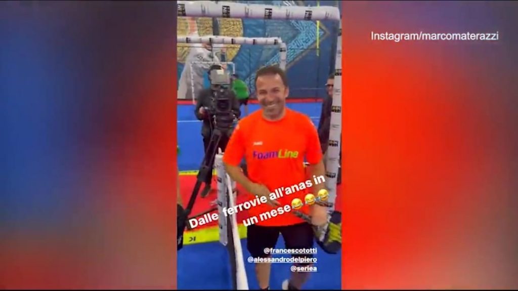 Totti e Materazzi sfottono Del Piero: "Dalle ferrovie all'Anas!" | VIDEO (screen gazzetta.it)