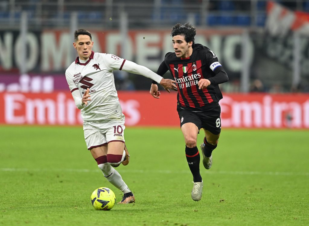 Sandro Tonali AC Milan Milan-Torino Coppa Italia 2022-2023
