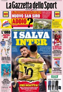 Prima pagina Gazzetta dello Sport 11-01-2023