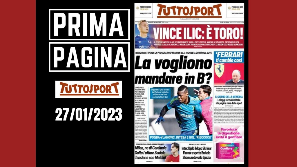 Prima pagina Tuttosport: "La vogliono mandare in B?"