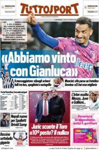 Prima pagina Tuttosport 08-01-2023