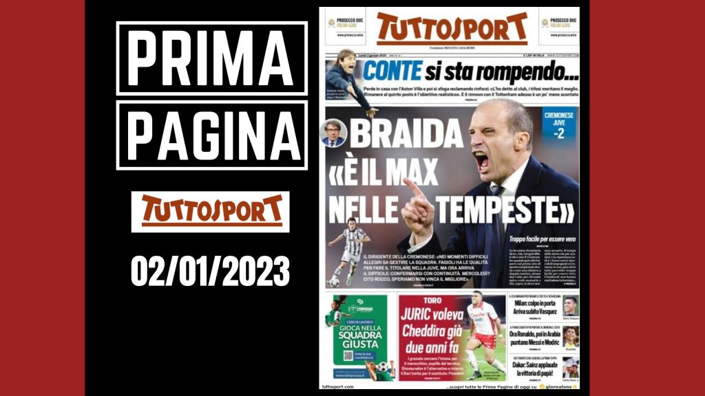 prima pagina tuttosport 02/01/2023