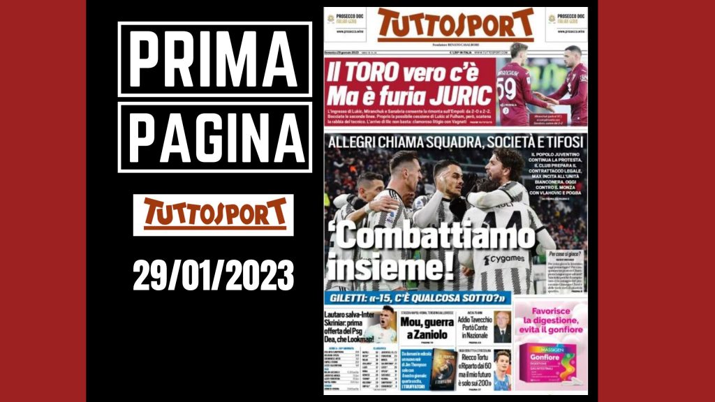 Prima pagina Tuttosport: "Combattiamo insieme"