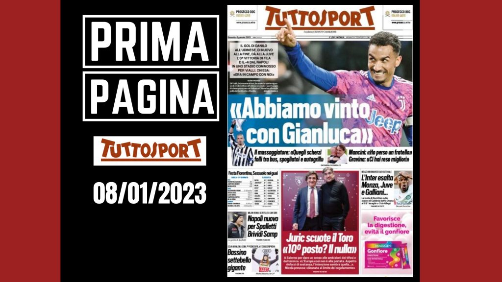 Prima pagina Tuttosport: "Abbiamo vinto con Gianluca"
