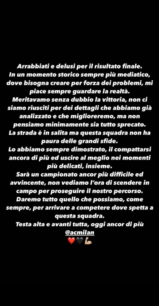 Il messaggio pubblicato da Calabria (foto storia Instagram Calabria)