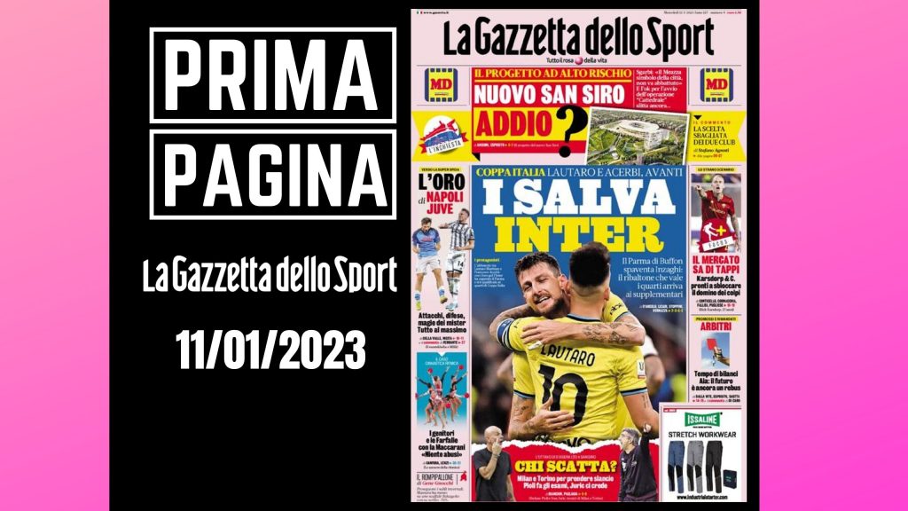 Prima pagina Gazzetta dello Sport: "I salva Inter"