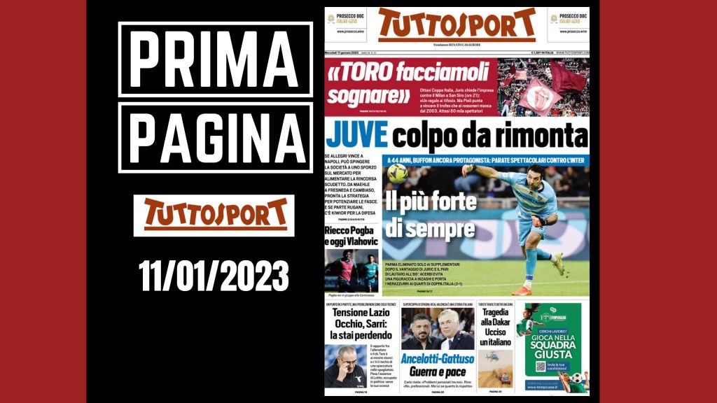 Prima pagina Tuttosport: "Juve colpo da rimonta"