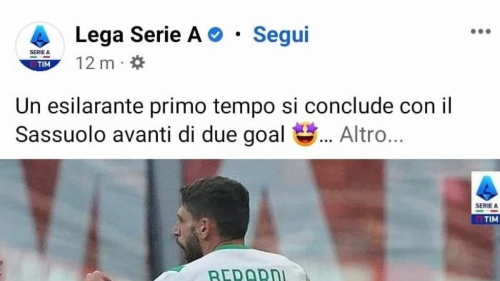 post social lega Serie A Milan-Sassuolo