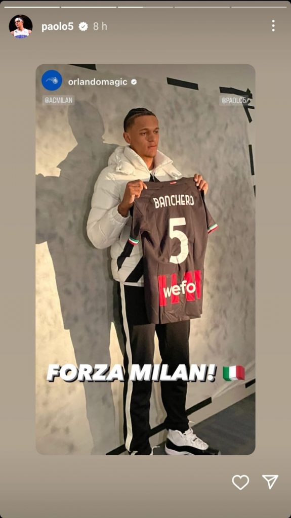 Paolo Banchero, cestista e tifoso del Milan (getty images)