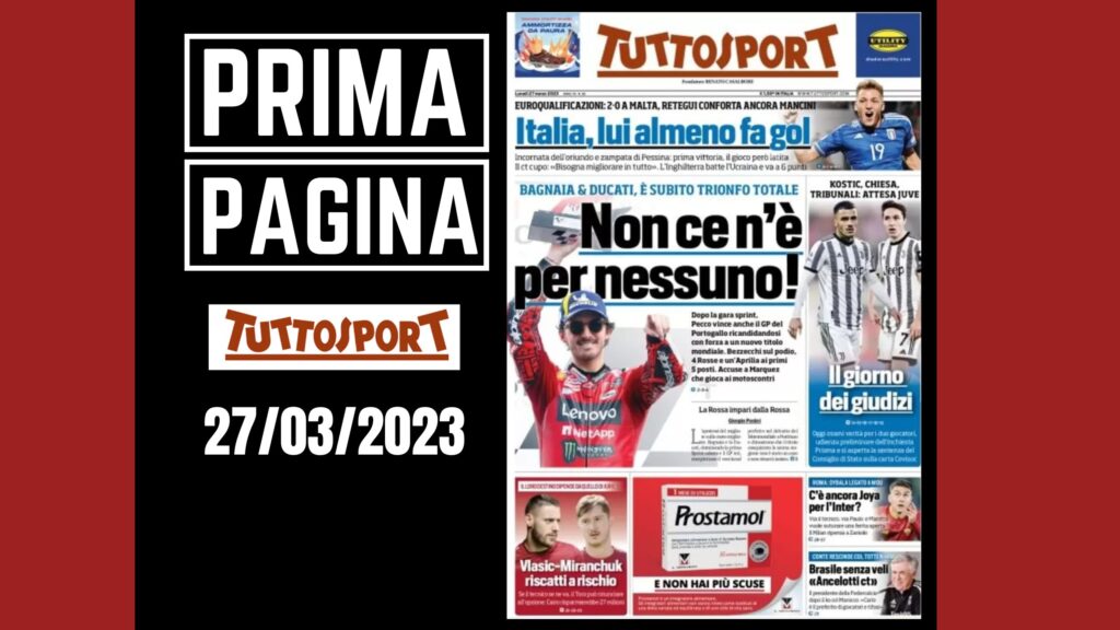 Prima pagina Tuttosport: "Italia, lui almeno fa gol"
