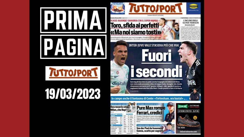 Prima pagina Tuttosport 19/03/2023