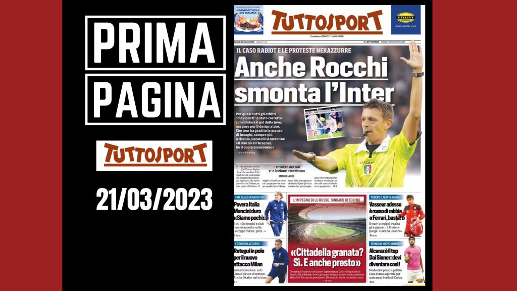 Prima pagina Tuttosport: "Anche Rocchi smonta l'Inter"