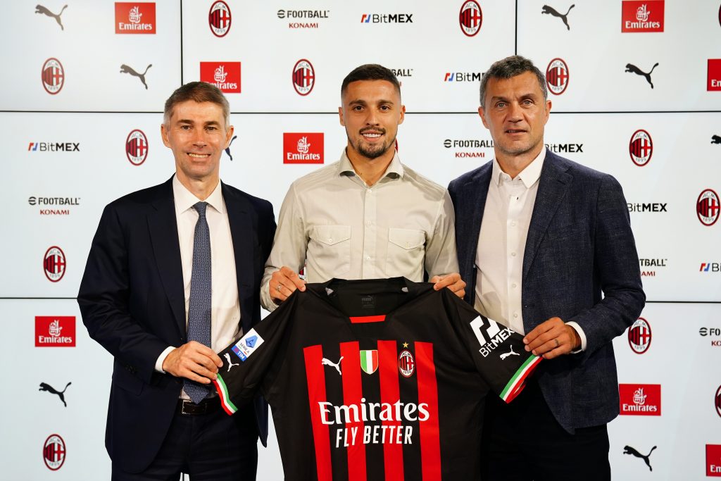 Frederic Massara, Rade Krunic e Paolo Maldini (getty images)