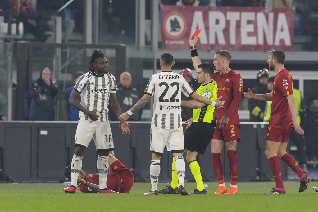 Roma-Juventus 1-0 espulsione Kean Serie A 2022-2023