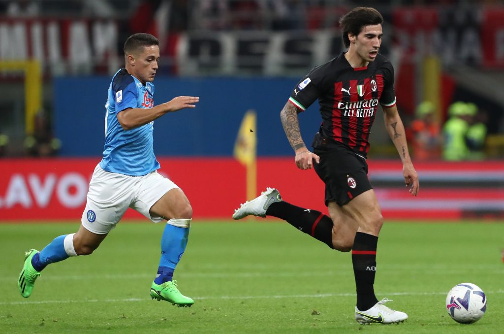 Giacomo Raspadori Sandro Tonali calciatori Napoli Milan