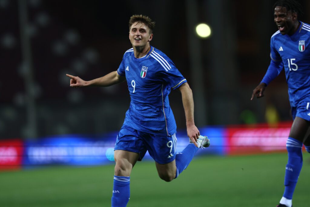 Lorenzo Colombo, attaccante del Milan in prestito al Lecce (getty images)
