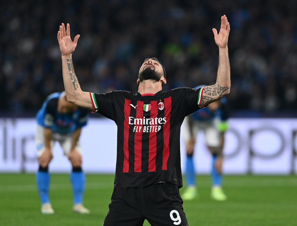 esultanza Giroud AC Milan Napoli-Milan Champions League 2022-2023