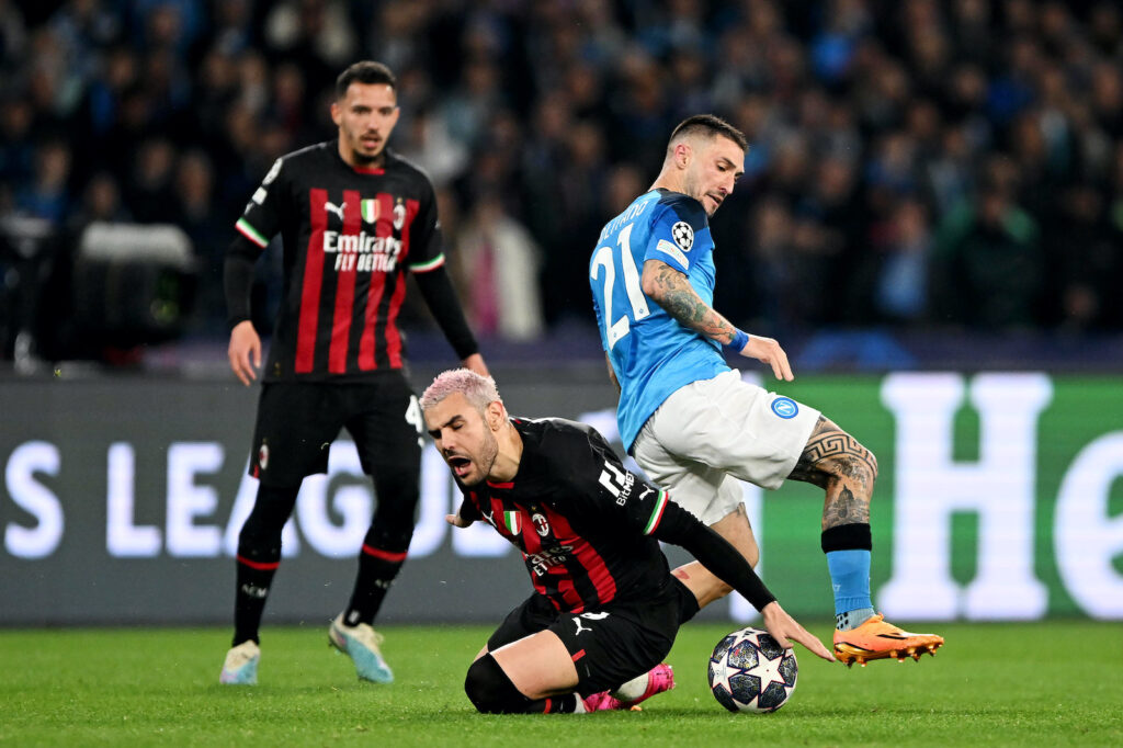 Theo Hernández Bennacer Politano AC Milan Napoli-Milan Champions League 2022-2023