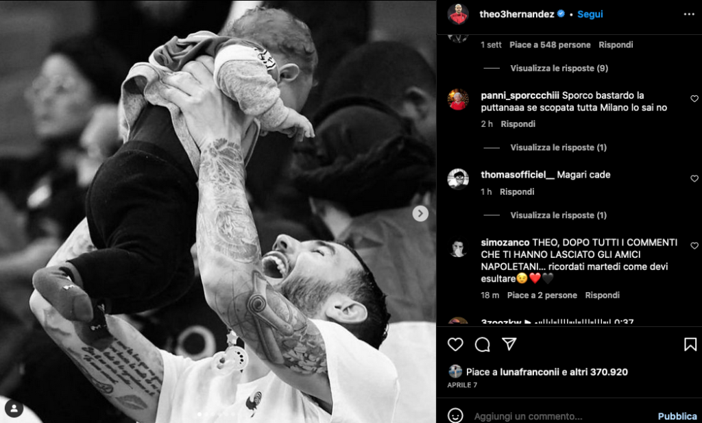 Theo Hernandez Instagram screen