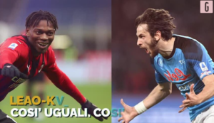 Napoli-Milan, duello tra Kvaratskhelia e Leao | VIDEO (screen gazzetta.it)