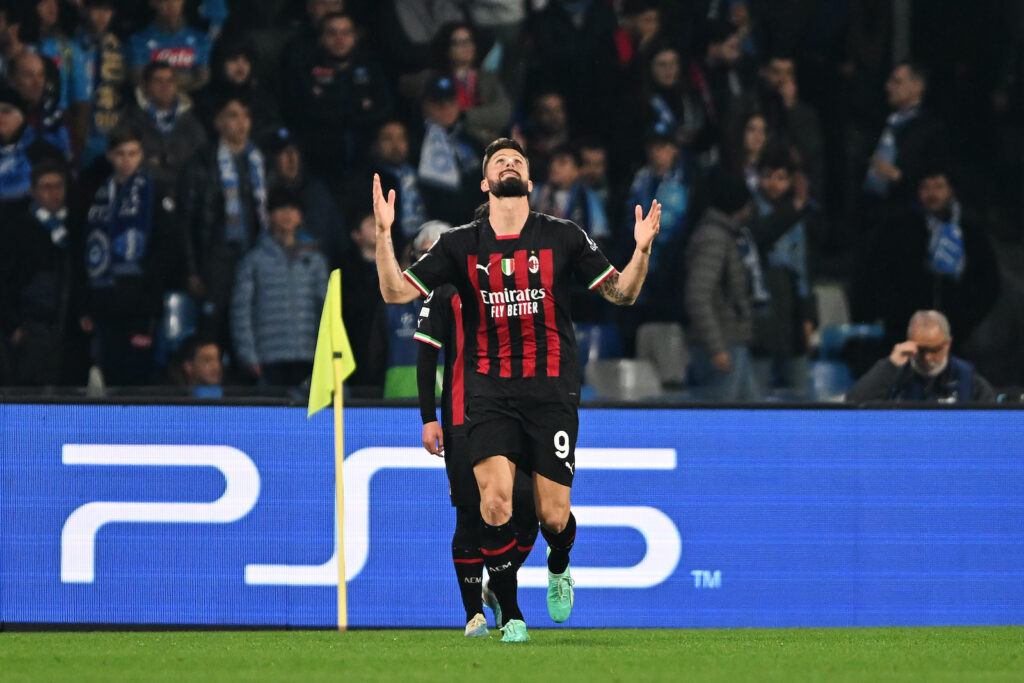 esultanza Giroud AC Milan Napoli-Milan Champions League 2022-2023